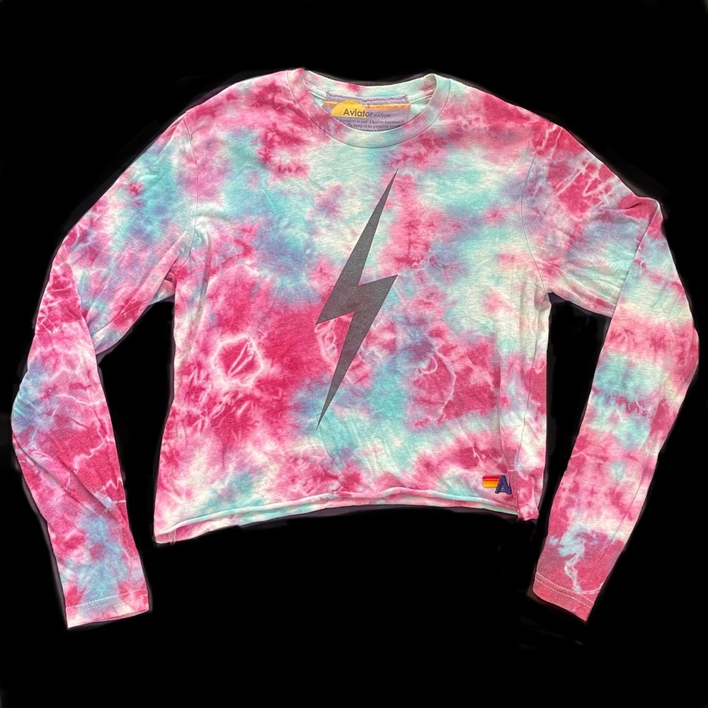 Aviator Nation Bolt Tie Dye Boyfriend Tee